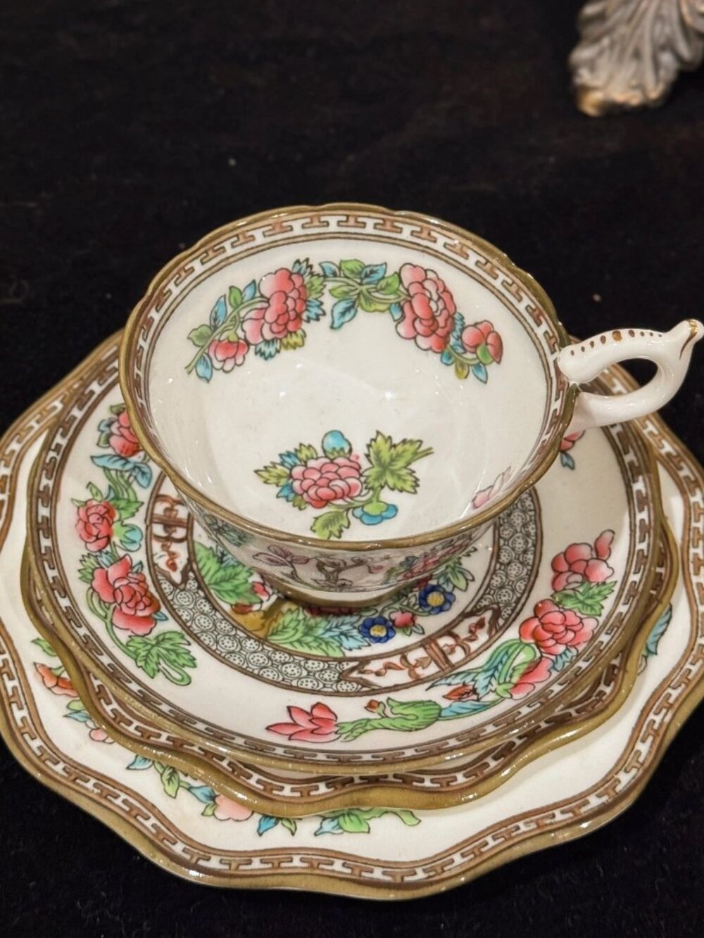 Coalport Rare Indian Tree 4PC SCALLOPED 3.75" Cup 5.75" Saucer 6" 7"